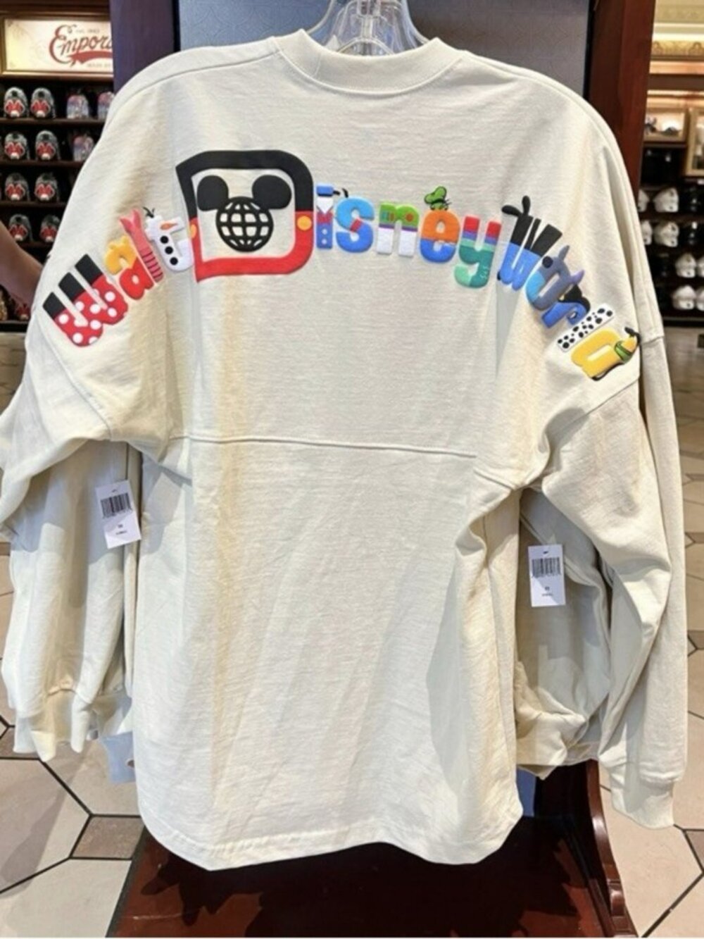 NWT Walt Disney World Character Letter Logo Spirit Jersey Ivory White Size XL